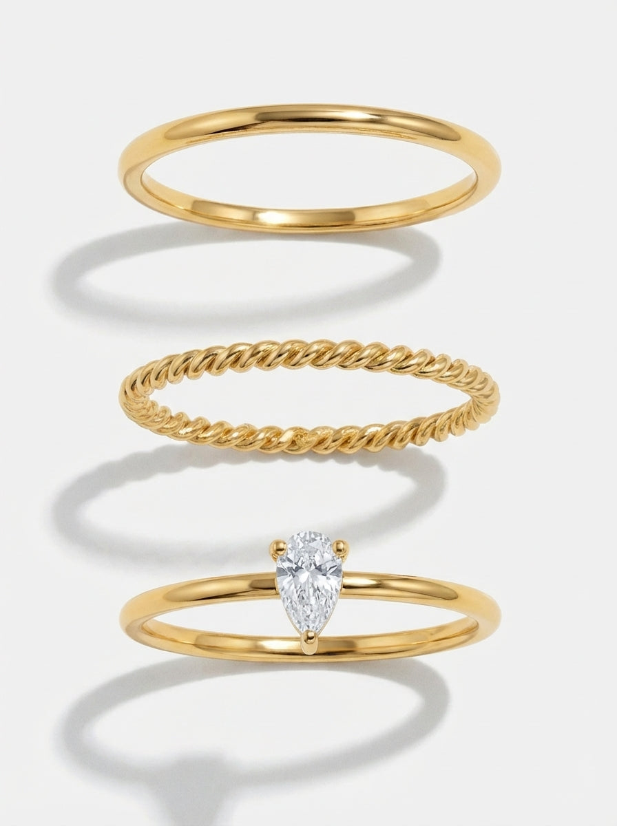 Dainty Pear Cut Ring Set – Benique