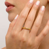 Hammered Texture CZ Band Ring