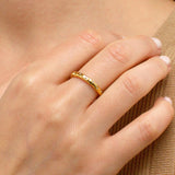 Hammered Texture CZ Band Ring