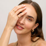 Hammered Texture CZ Band Ring