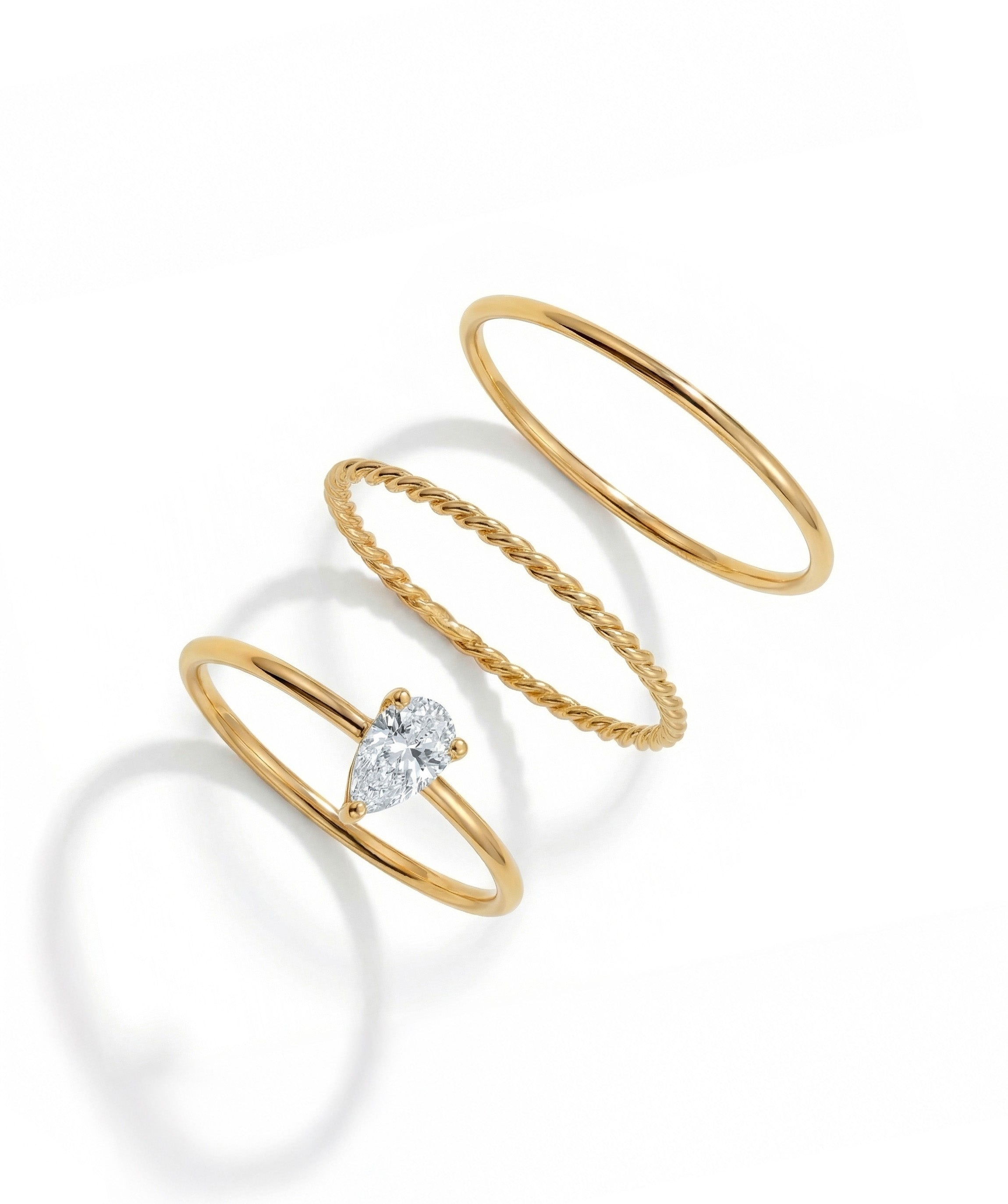 Dainty Pear Cut Ring Set – Benique
