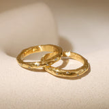 Hammered Texture CZ Band Ring
