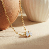 Oval & Pear Duo Necklace – Paperclip Chain