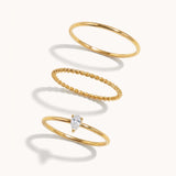 Dainty Pear Cut Ring Set