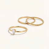 Dainty Pear Cut Ring Set
