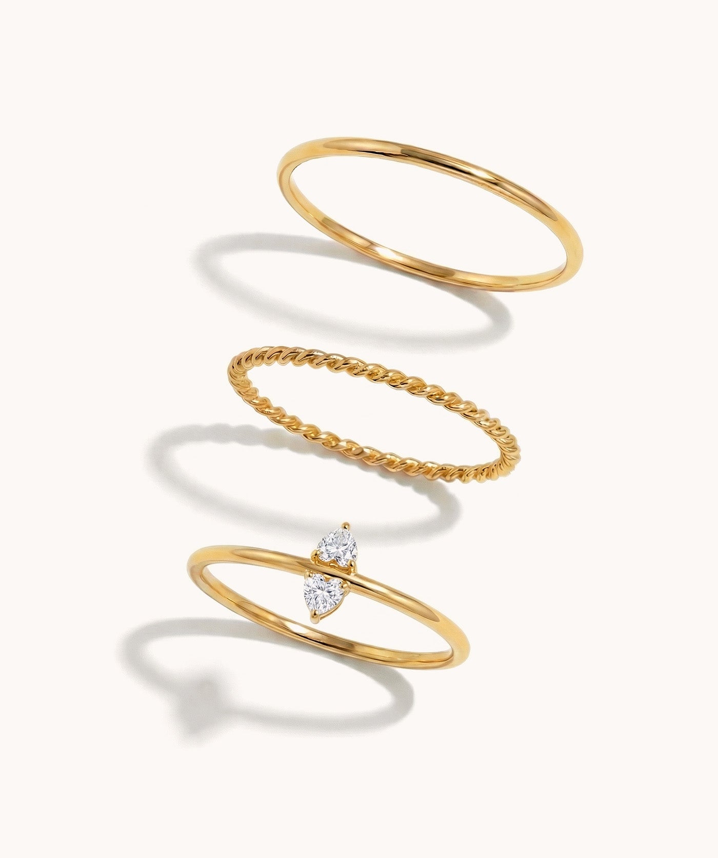 Dainty Duo Heart Cut Ring Set – Benique