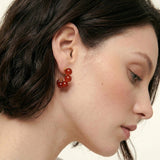 Red Agate Hoop Earrings