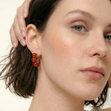 Red Agate Hoop Earrings