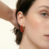 Red Agate Hoop Earrings