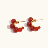 Red Agate Hoop Earrings