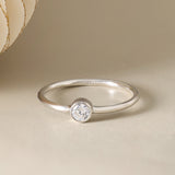 White CZ Bezel Ring  (Silver)