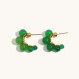 Green Chalcedony Hoop Earrings