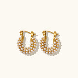 Pavé Pearl Hoop Earrings
