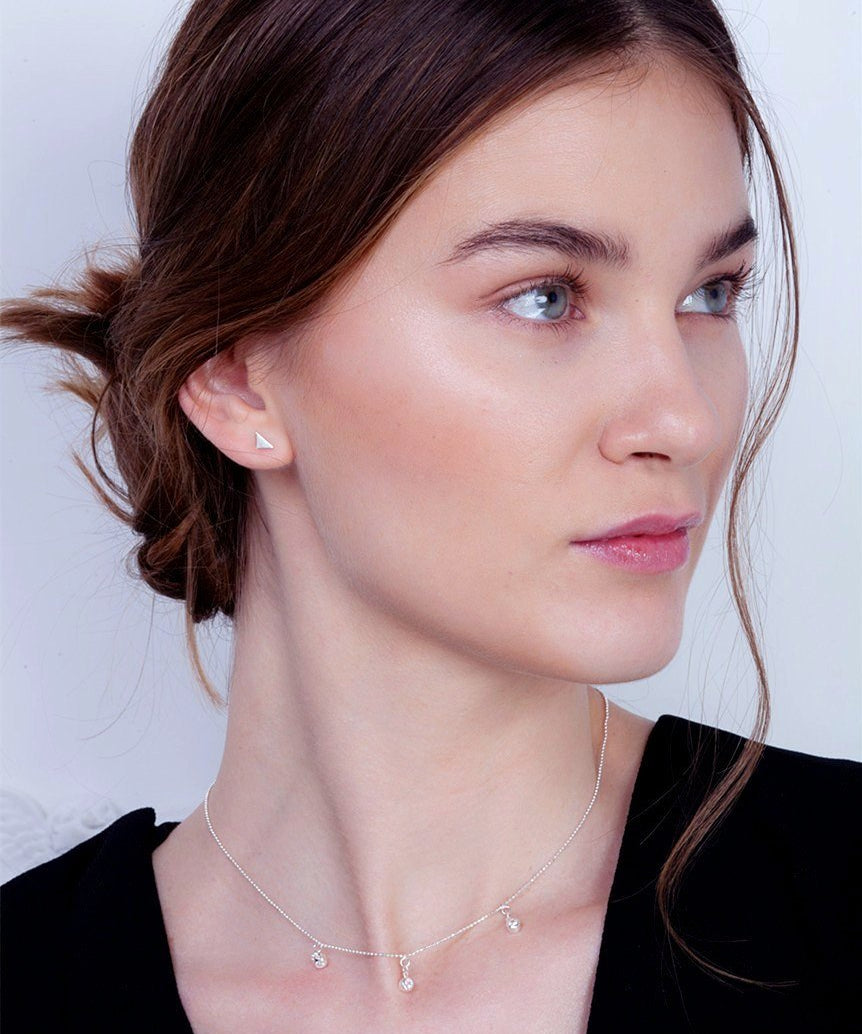 Minimalist Mini Triangle Stud (Silver) | Benique