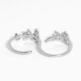 Crystal Leaf Double Ring