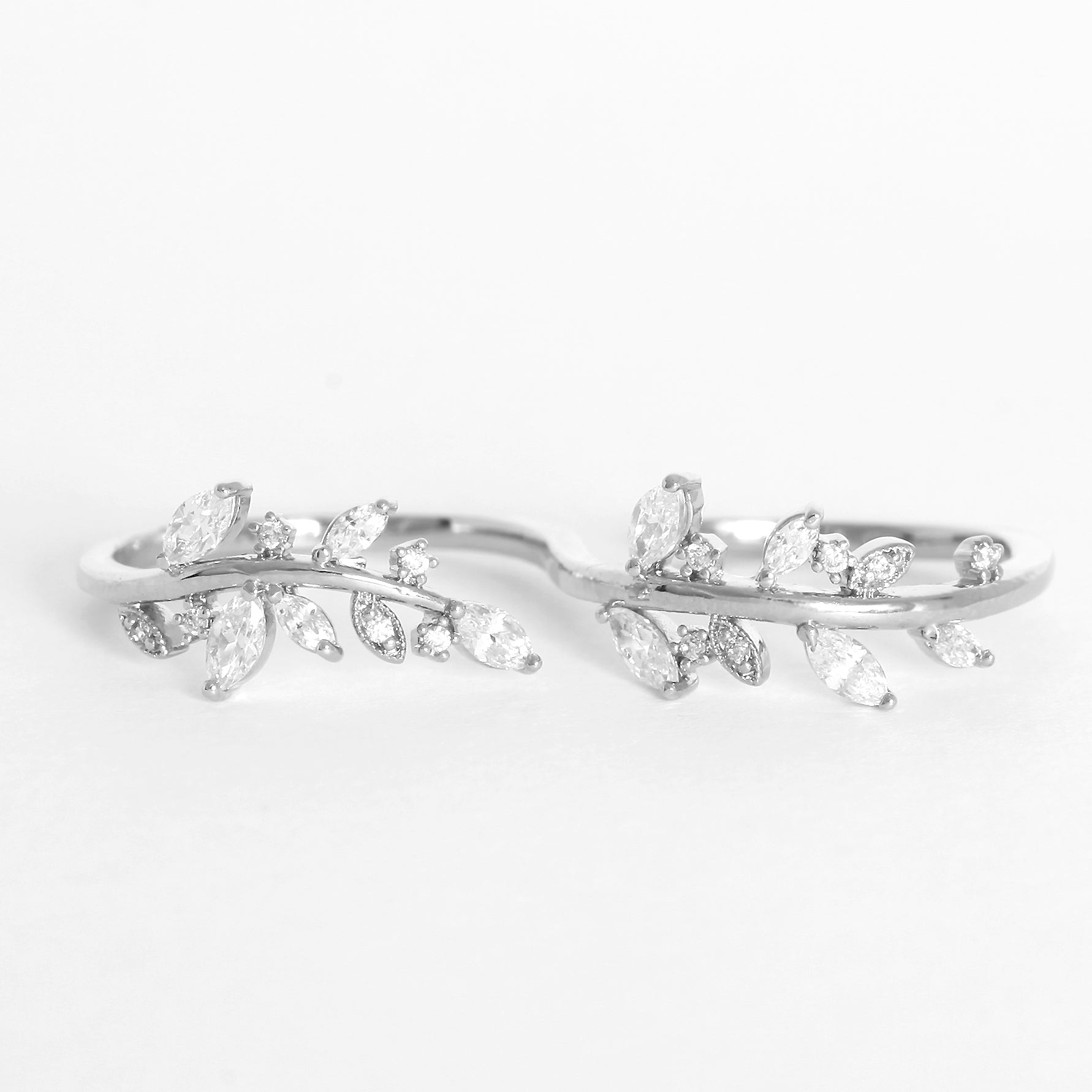 Crystal Leaf Double Ring