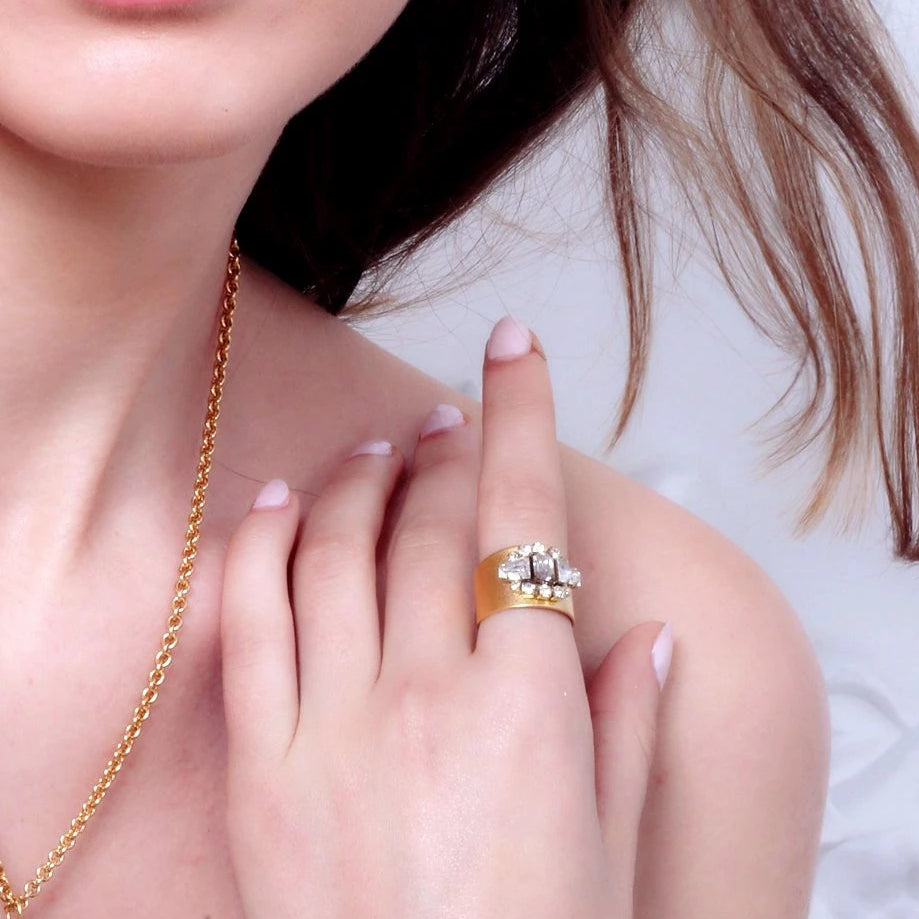 Vintage Crystal Cuff Ring
